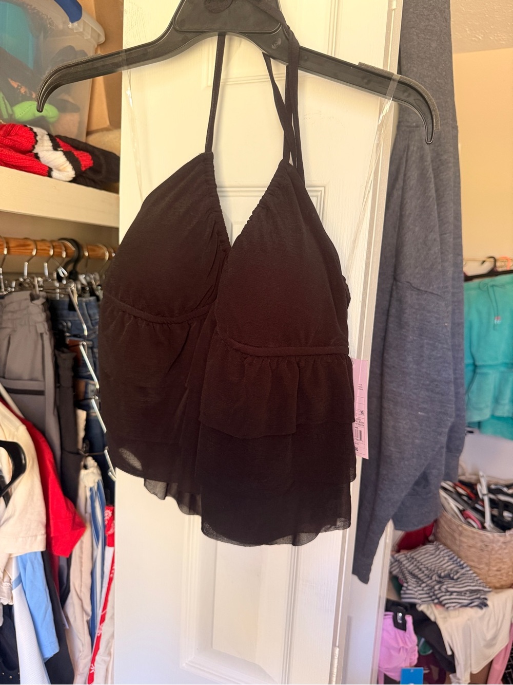 wild fable Black Ruffle Tiered Halter Camisole